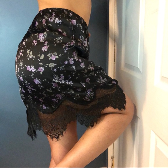 SOLD Free People Satin Skirt w. Lace Trim - Picture 2 of 4